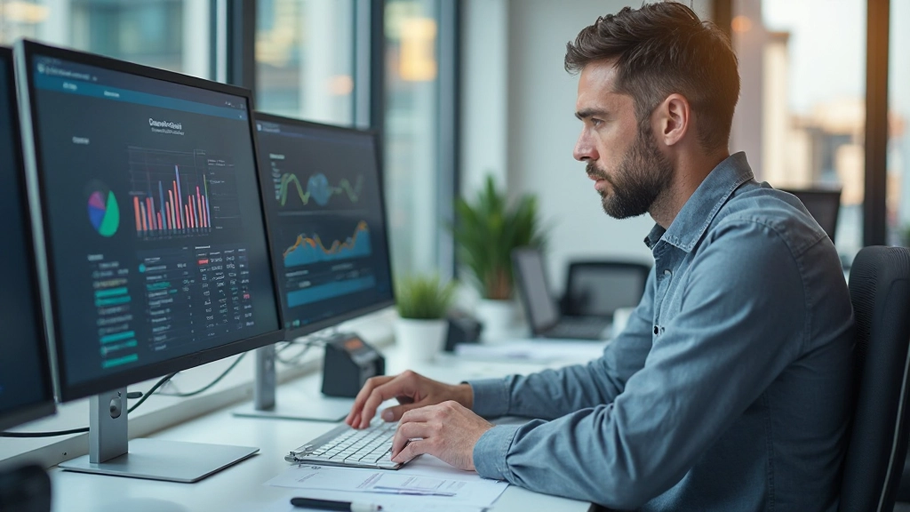 Datenbereinigung und Vorbereitung mit Laptop und Datenbereinigungswerkzeugen auf Schreibtisch